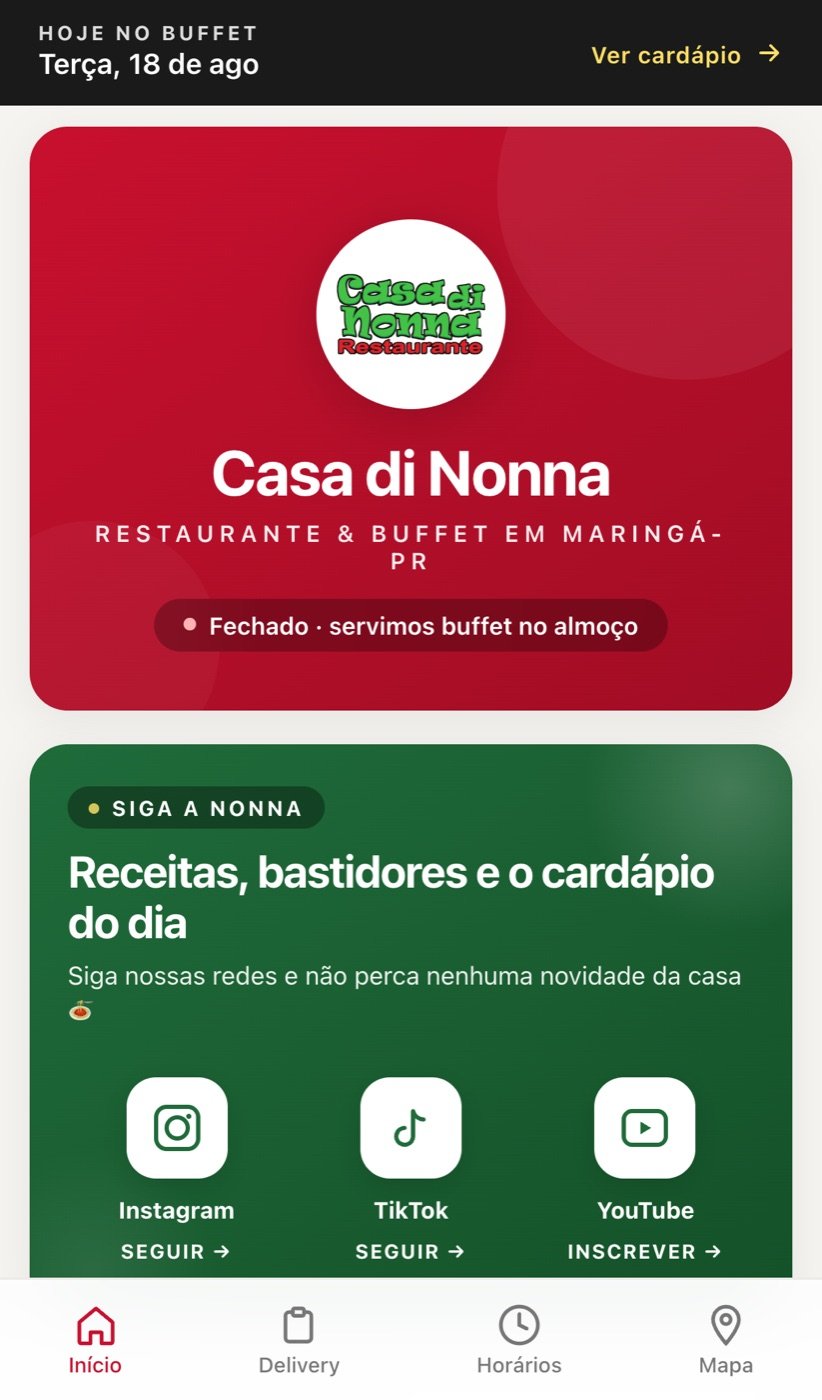 Site da Casa di Nonna no celular