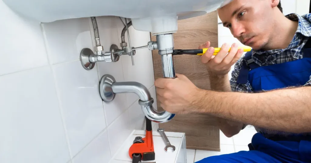 Consertos e Reparos Rápidos homem trabalhando de encanador